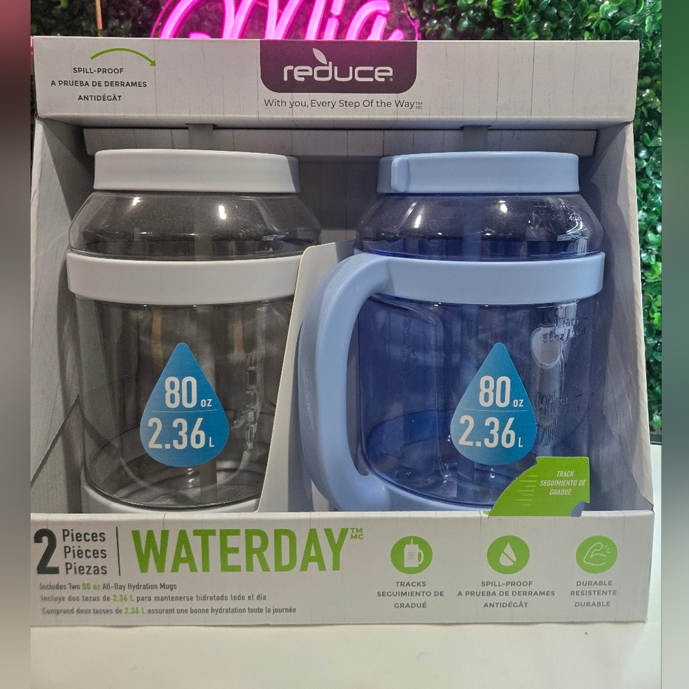 Reduce Wateryday 2-Piece Hydration Mug Set -‎ Blue and Gray